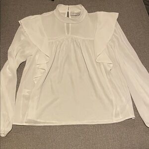 WAYF White Ruffle Blouse XS